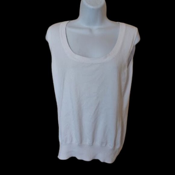 White Soft Knit Vest - Knit Scoop Tank Top - Size Large - Picture 1 of 3